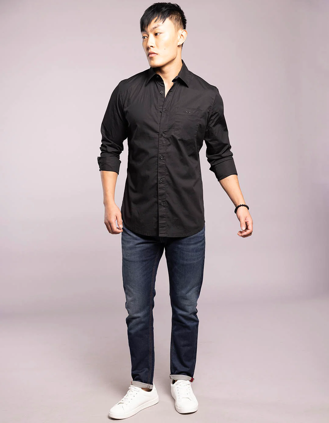 Black Full Sleeves Solid Shirt - Image 2