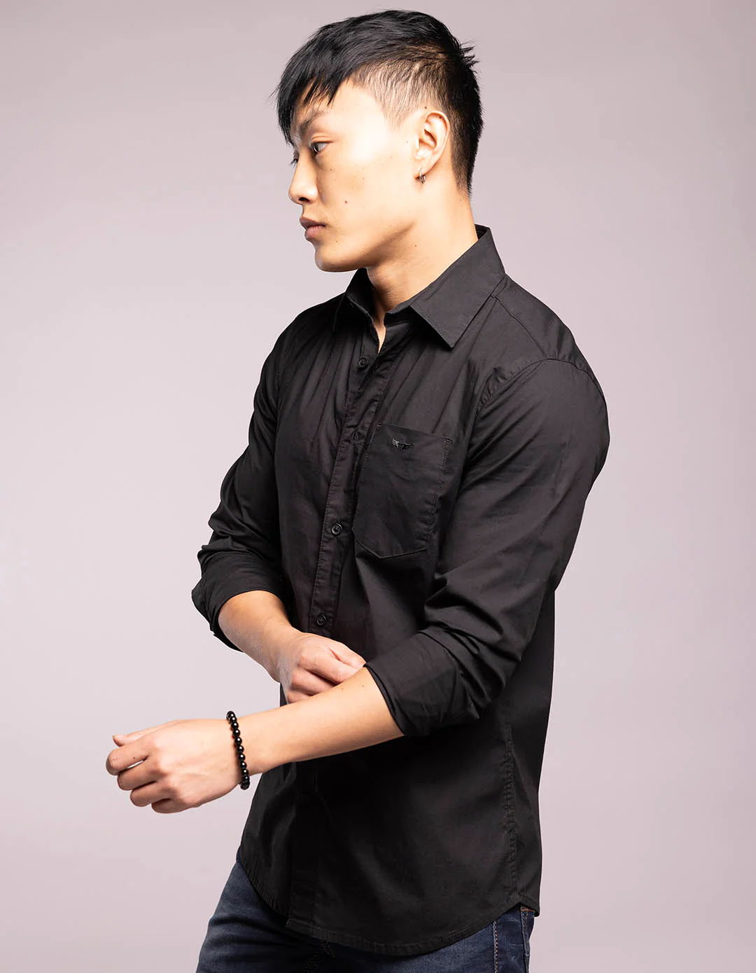 Black Full Sleeves Solid Shirt - Image 4