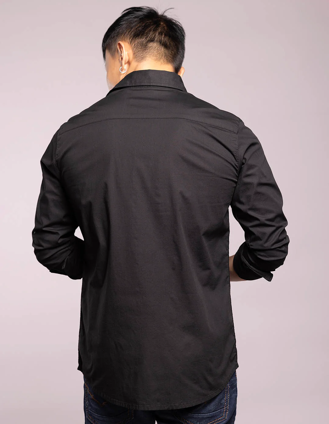 Black Full Sleeves Solid Shirt - Image 5
