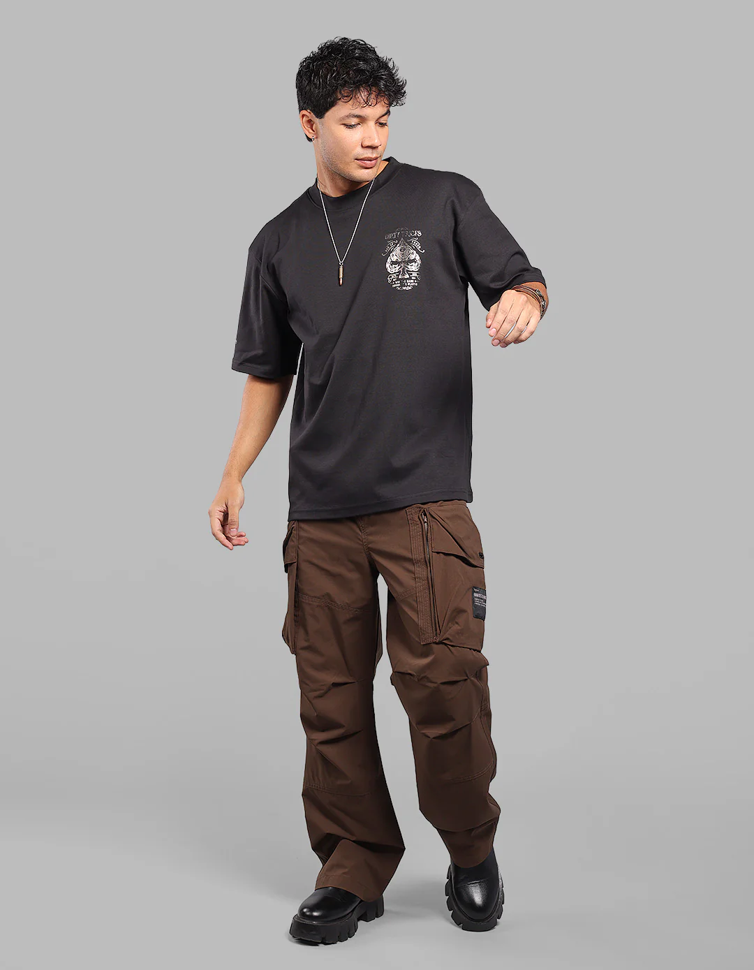 Black Half Sleeve Oversize Tee - Image 3