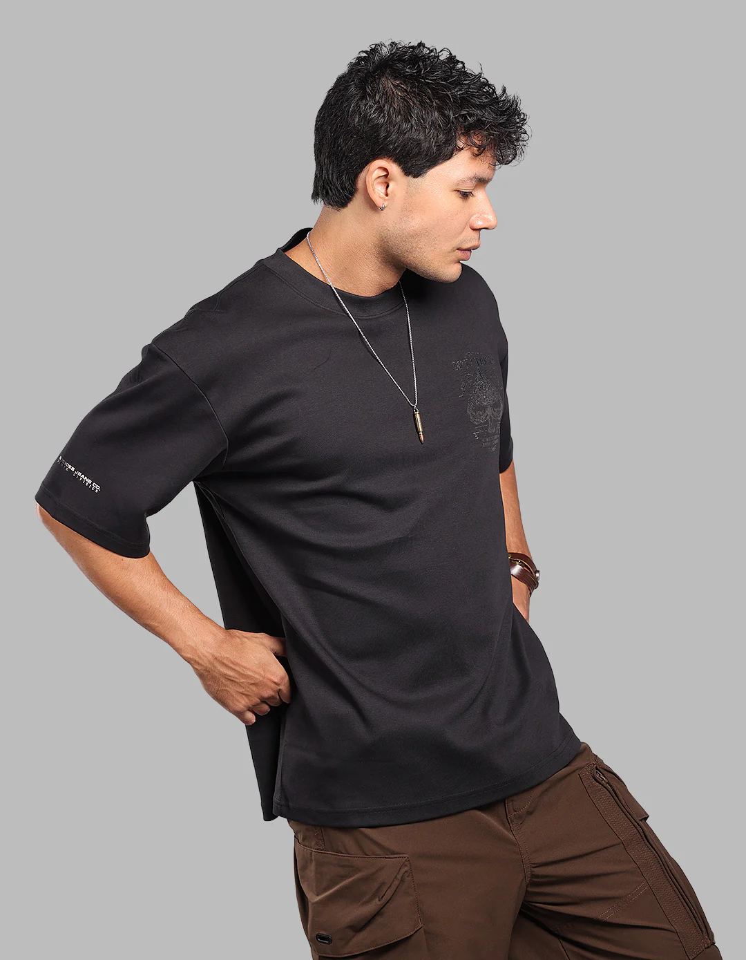 Black Half Sleeve Oversize Tee - Image 4