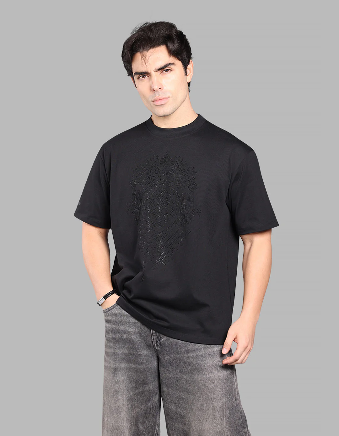 Black Half Sleeve Oversize Tee