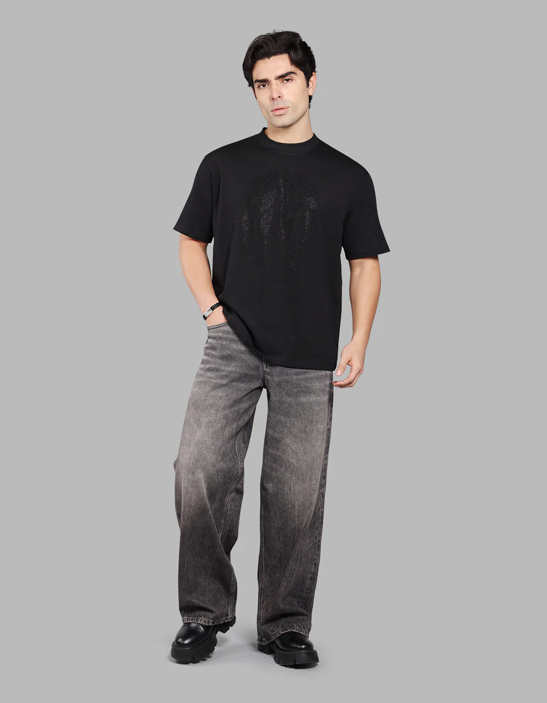Black Half Sleeve Oversize Tee - Image 3