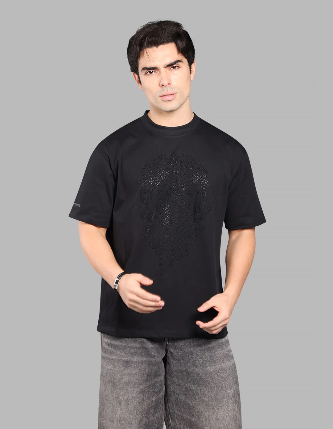 Black Half Sleeve Oversize Tee - Image 4