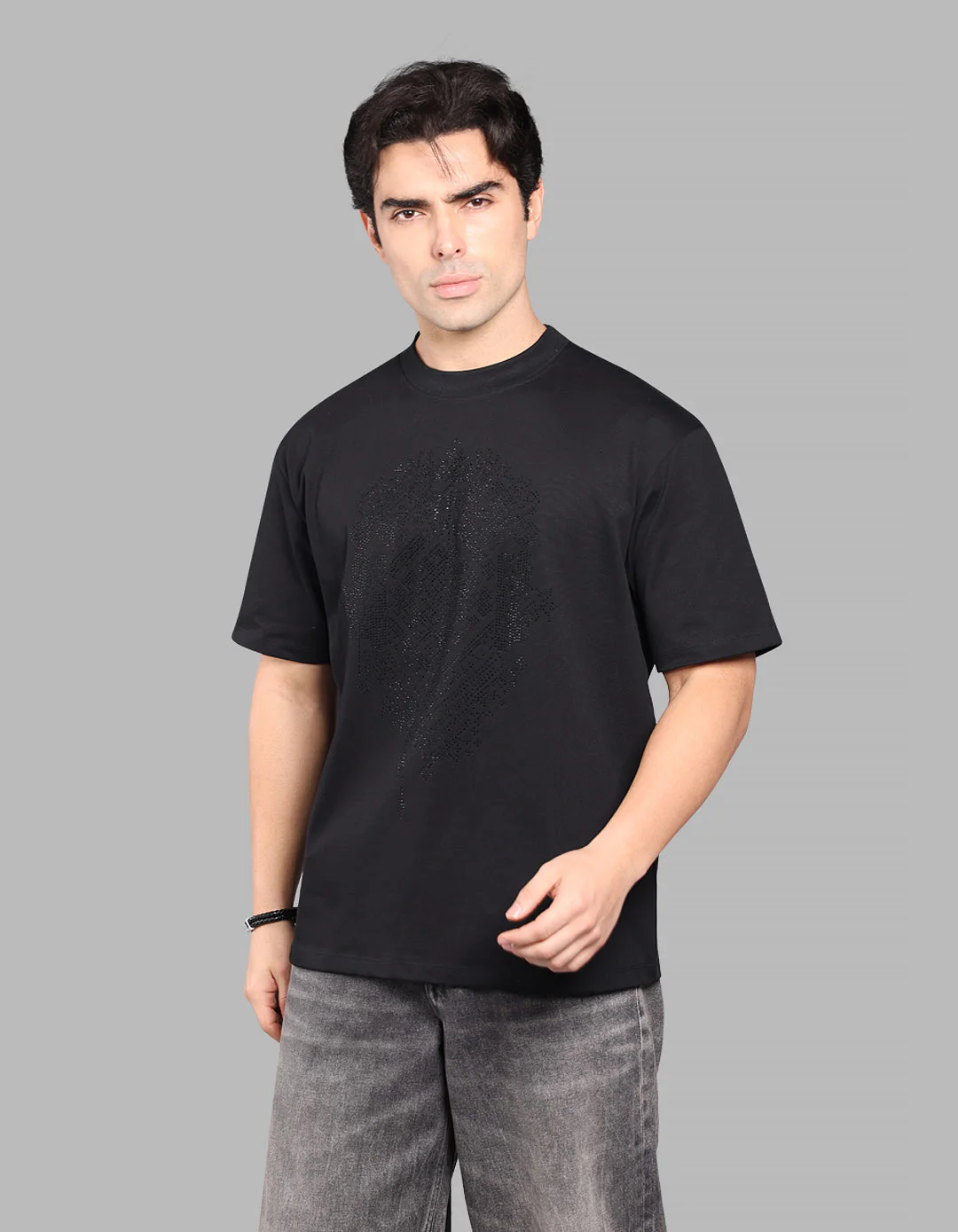 Black Half Sleeve Oversize Tee - Image 5