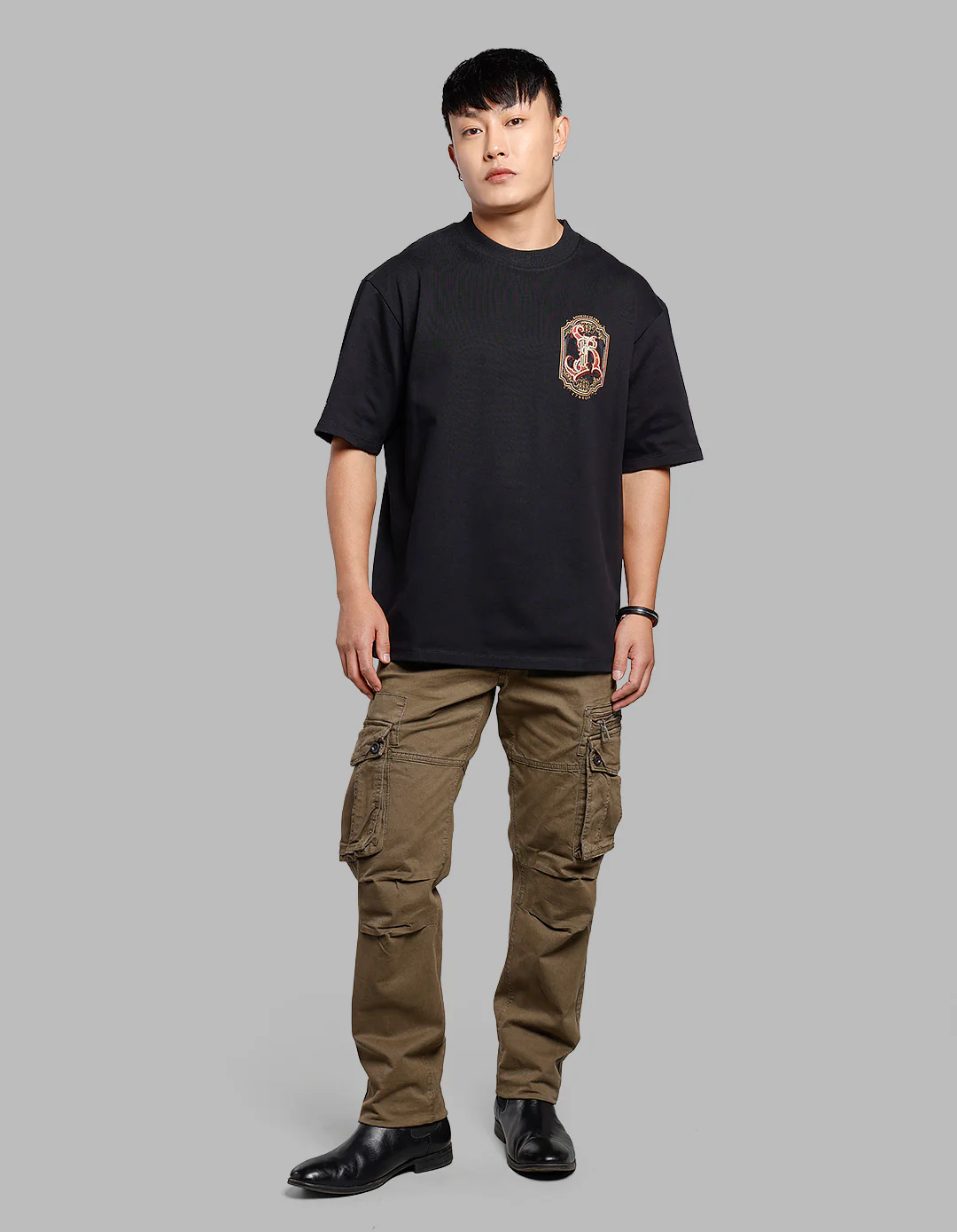 Black Half Sleeves Oversize Tee - Image 3