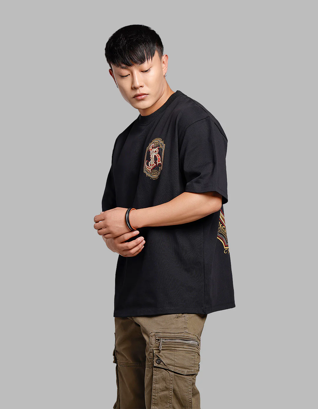 Black Half Sleeves Oversize Tee - Image 4