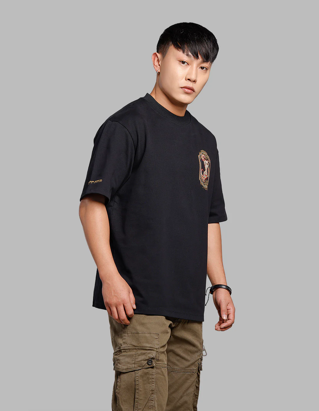 Black Half Sleeves Oversize Tee - Image 5