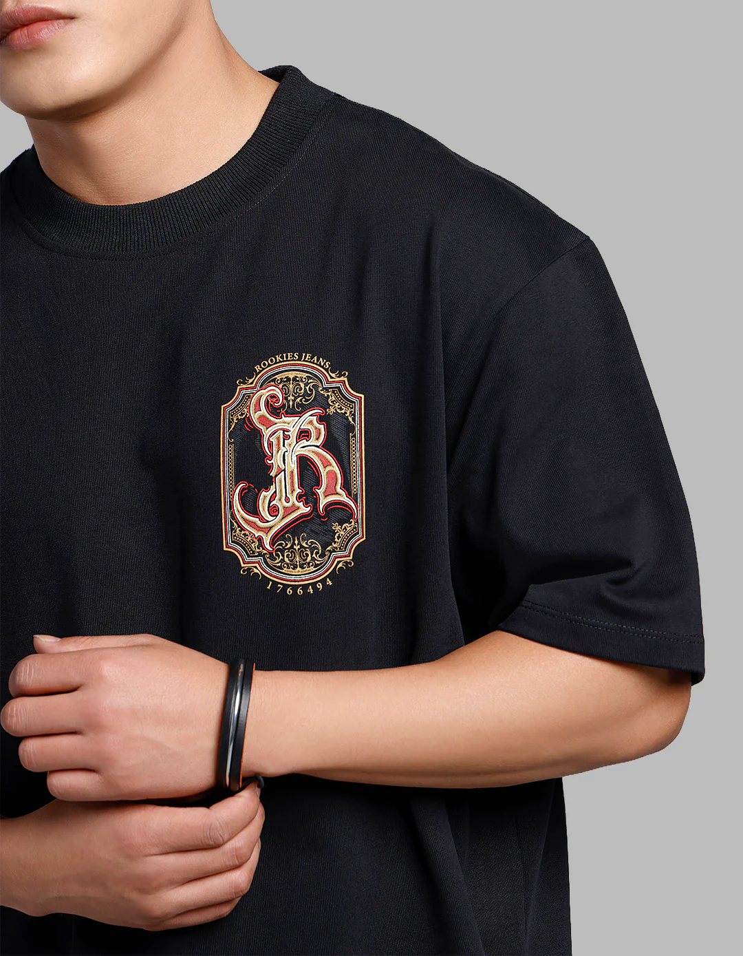 Black Half Sleeves Oversize Tee - Image 7
