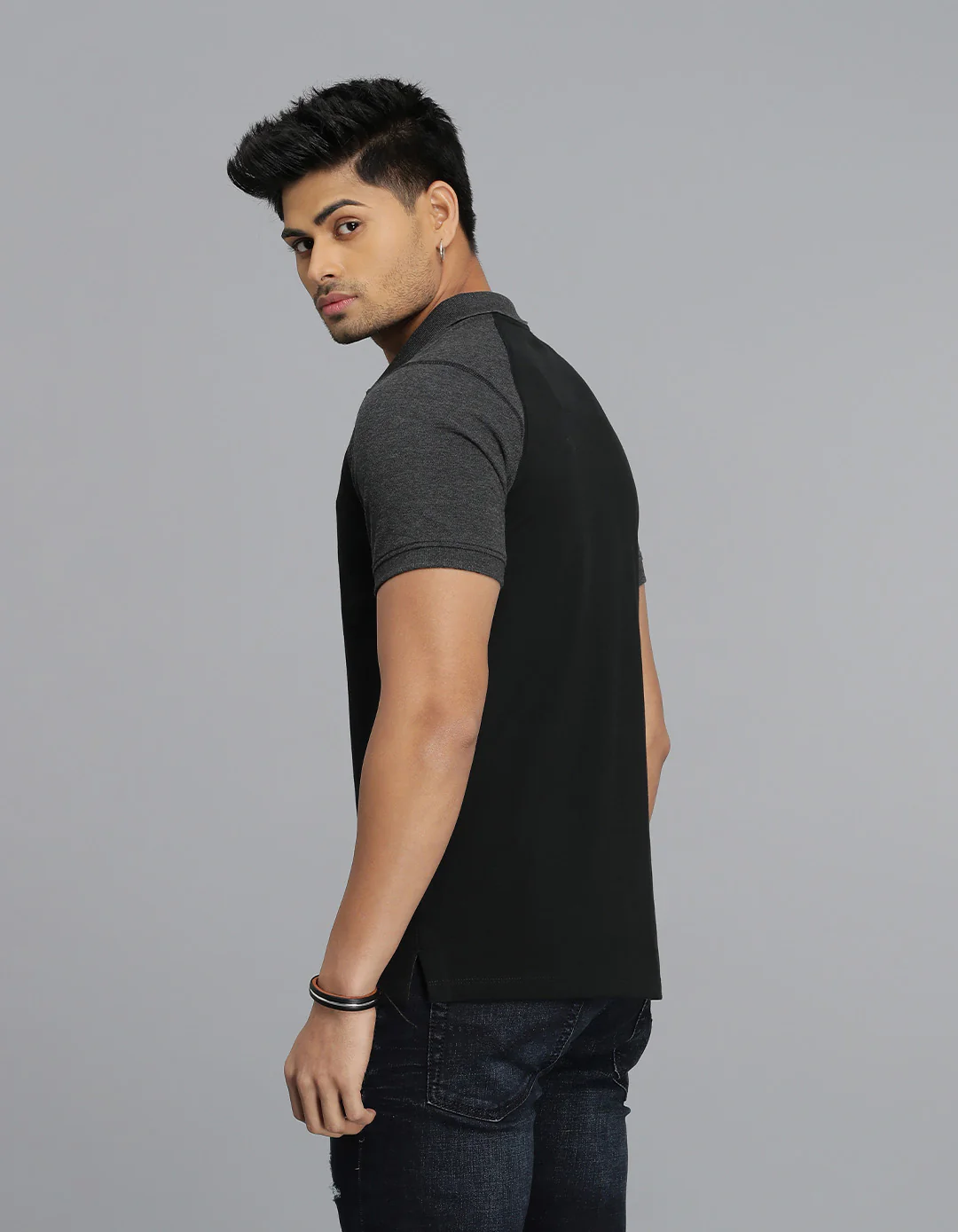 Black Half Sleeves Pique Polo Tee - Image 5