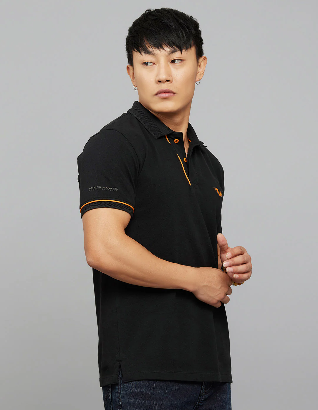 Black Half Sleeves Pique Polo Tee - Image 4