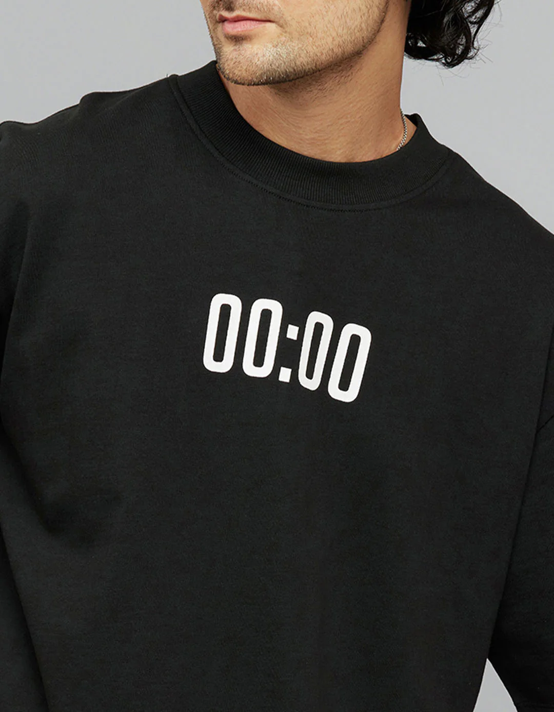 Black Half Sleeves Round Neck Oversized Tee - Image 6