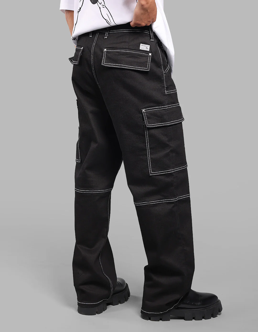 Black Loose Fit Denim Cargo - Image 5