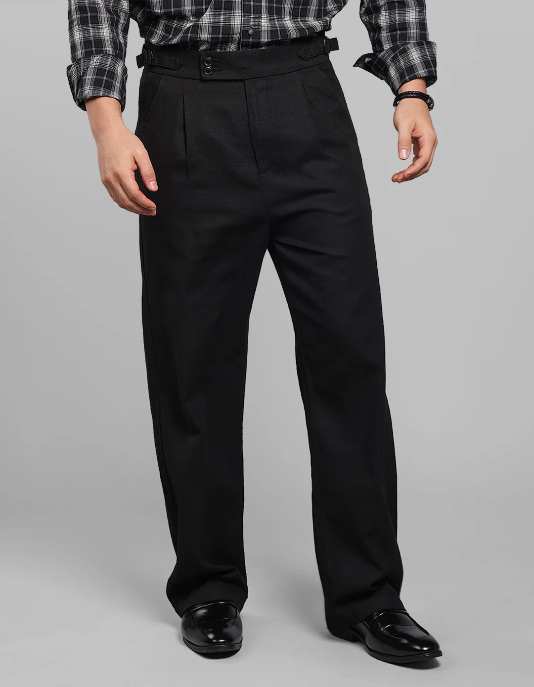 Black Pleated Korean Fit Cotton Pants