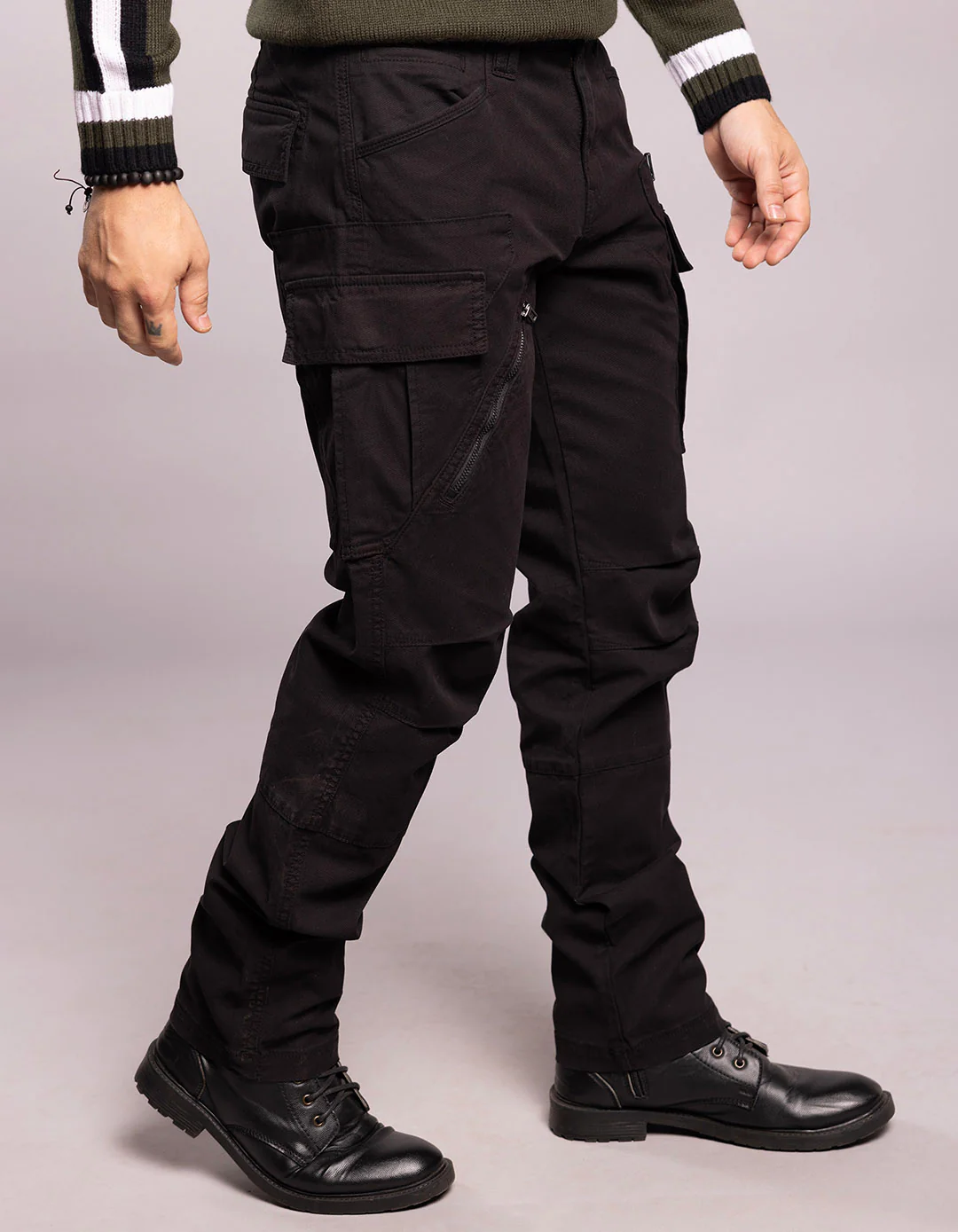 Black Regular Fit Cargo Pant - Image 4