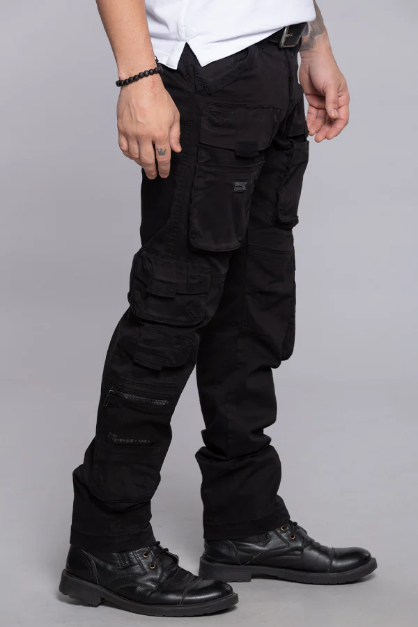 Black Regular Fit Cargo Pant - Image 4
