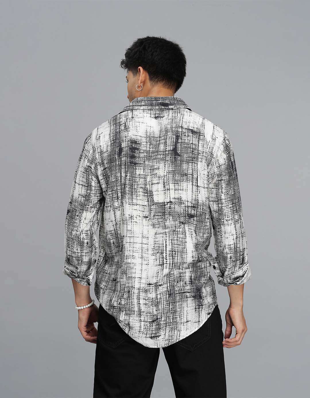 Black White Full Sleeves Printed Shirt - Image 5