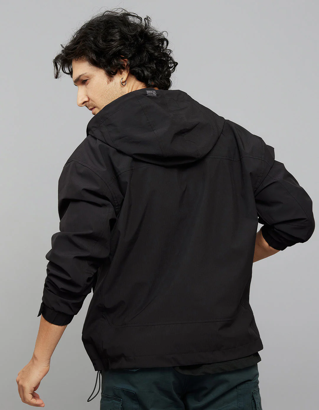 Black Zipper Front Closure Long Sleeves Utility Jacket - Image 7