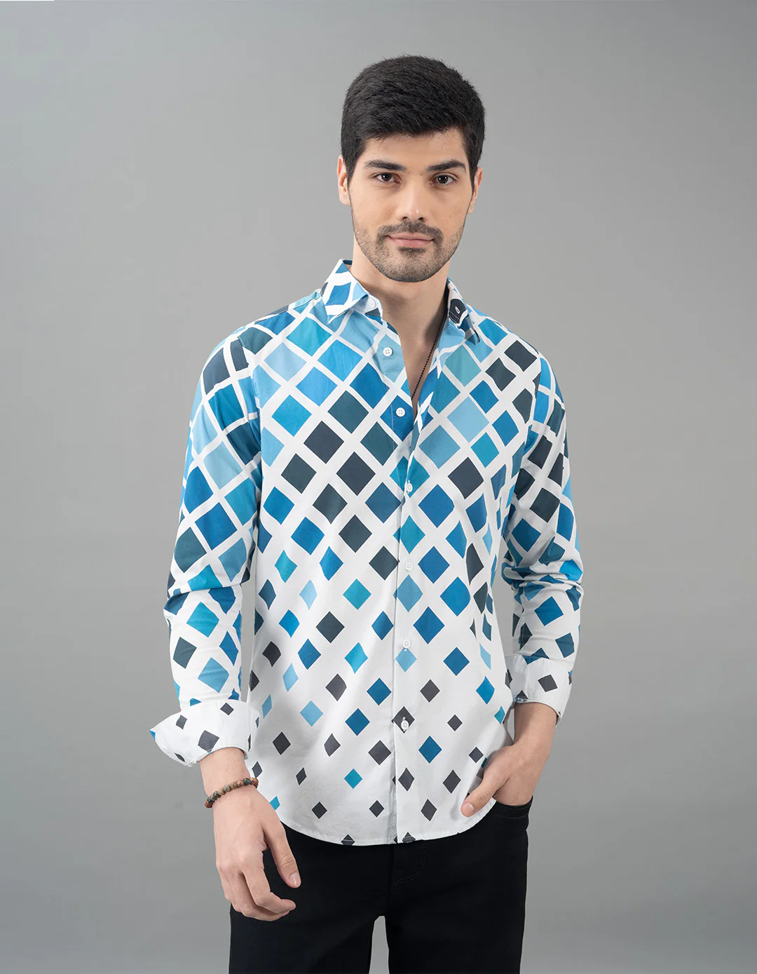 Blue Full Sleeves Printed Shirt