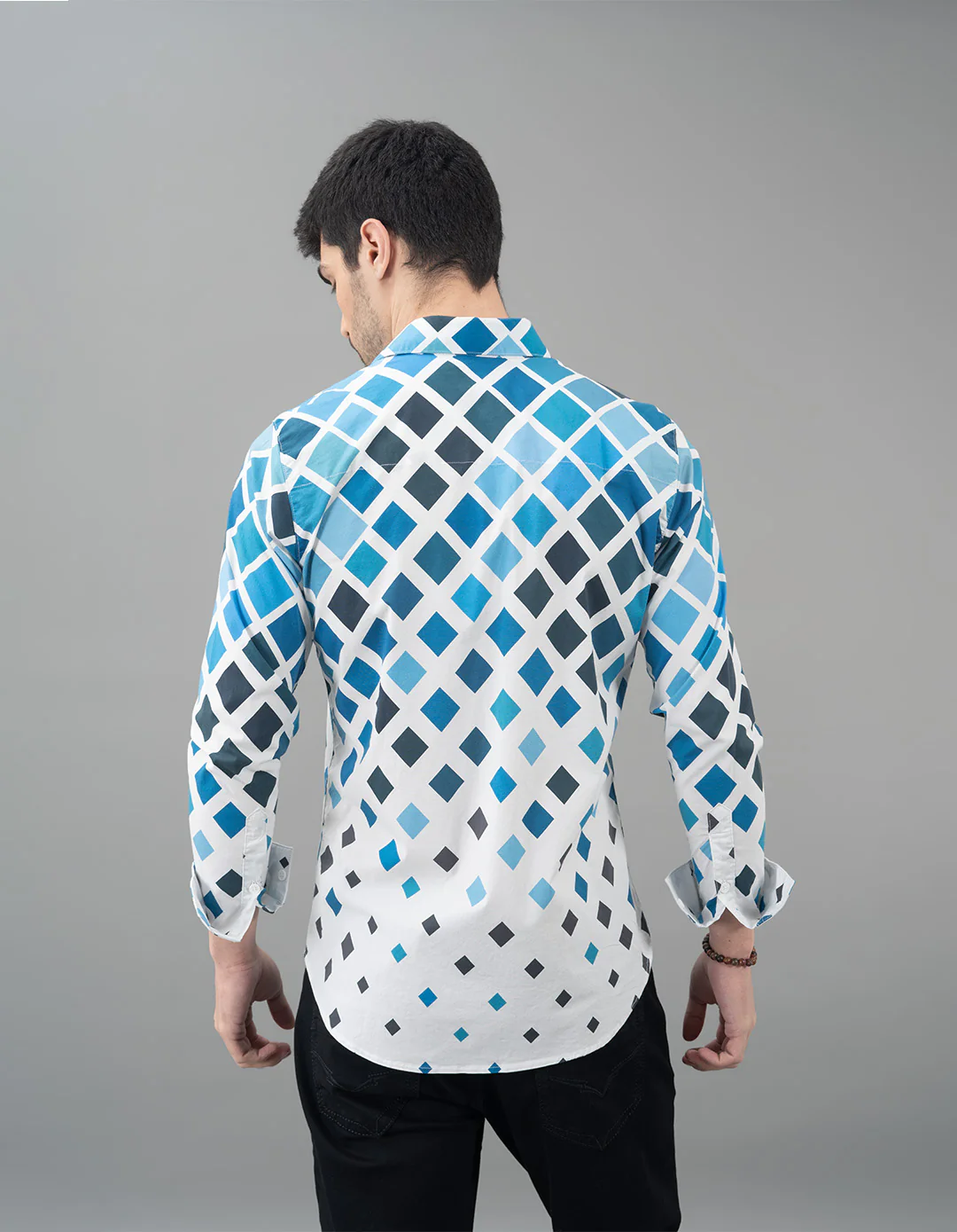 Blue Full Sleeves Printed Shirt - Image 5