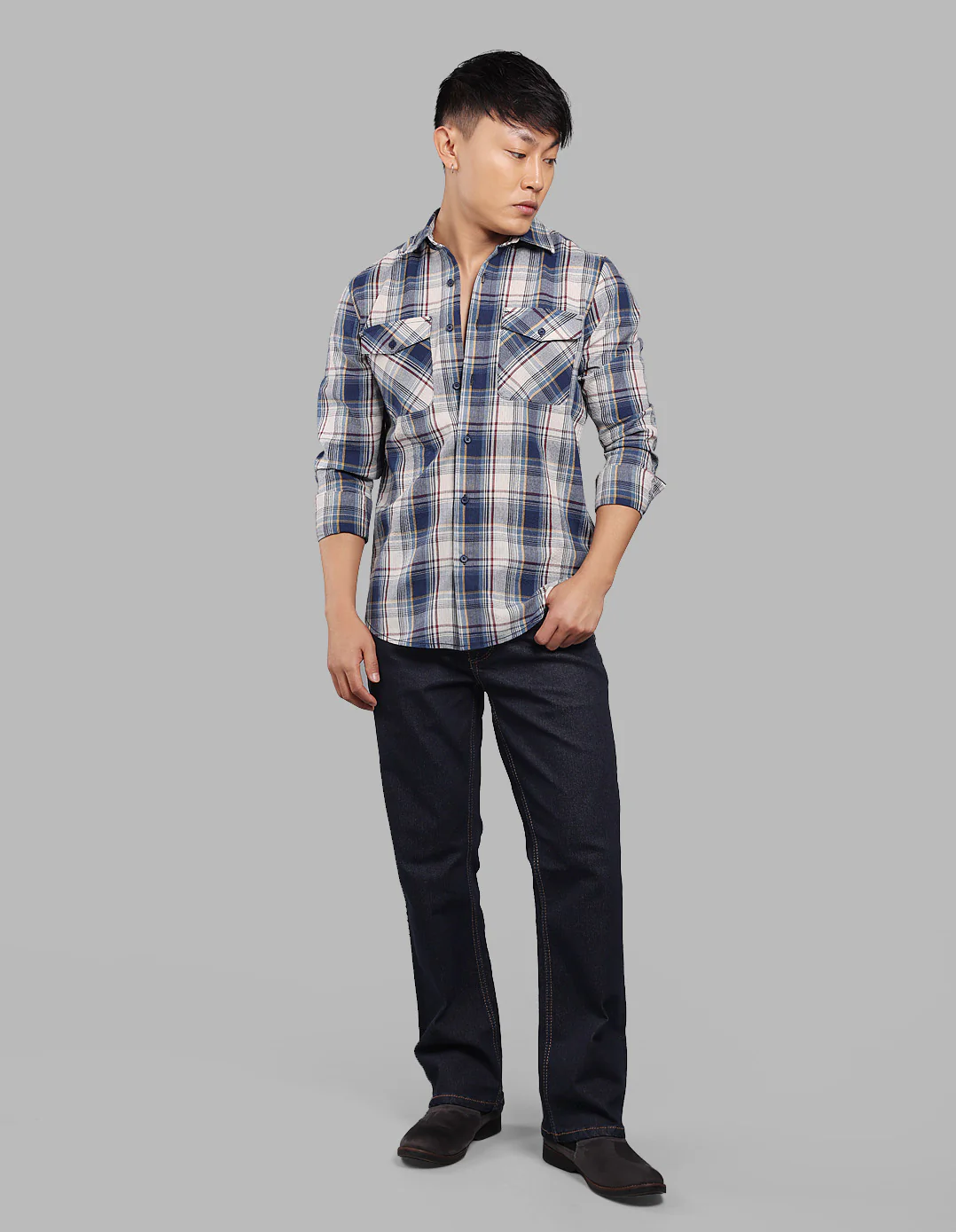 Blue Full Sleeve Check Shirt - Image 2