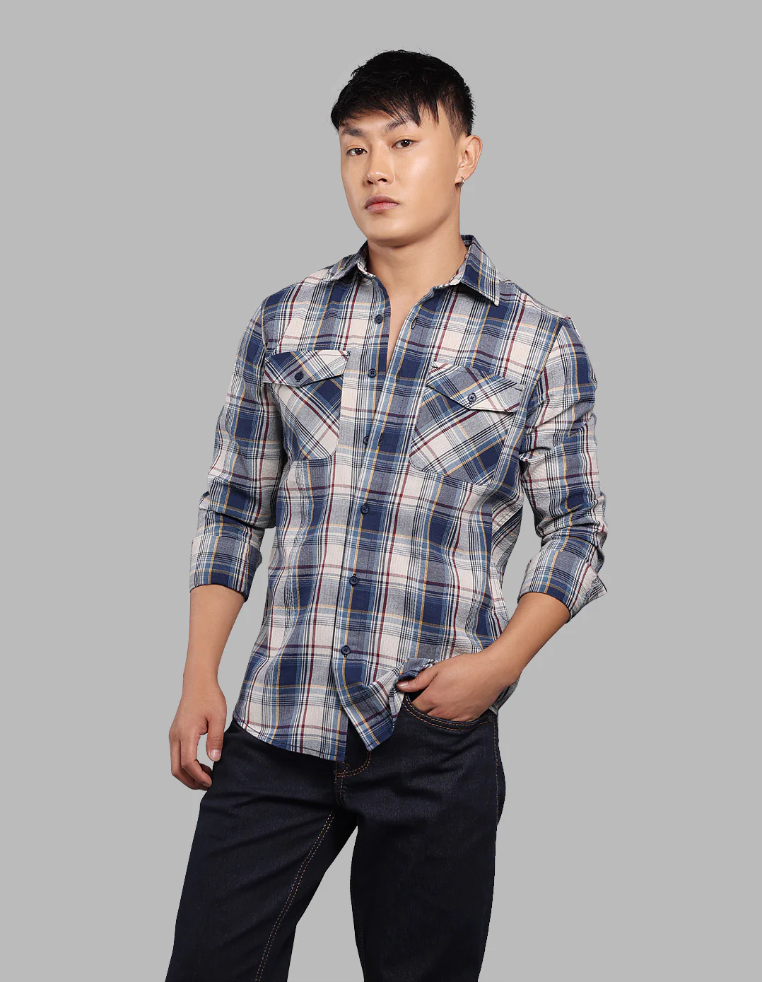 Blue Full Sleeve Check Shirt - Image 3