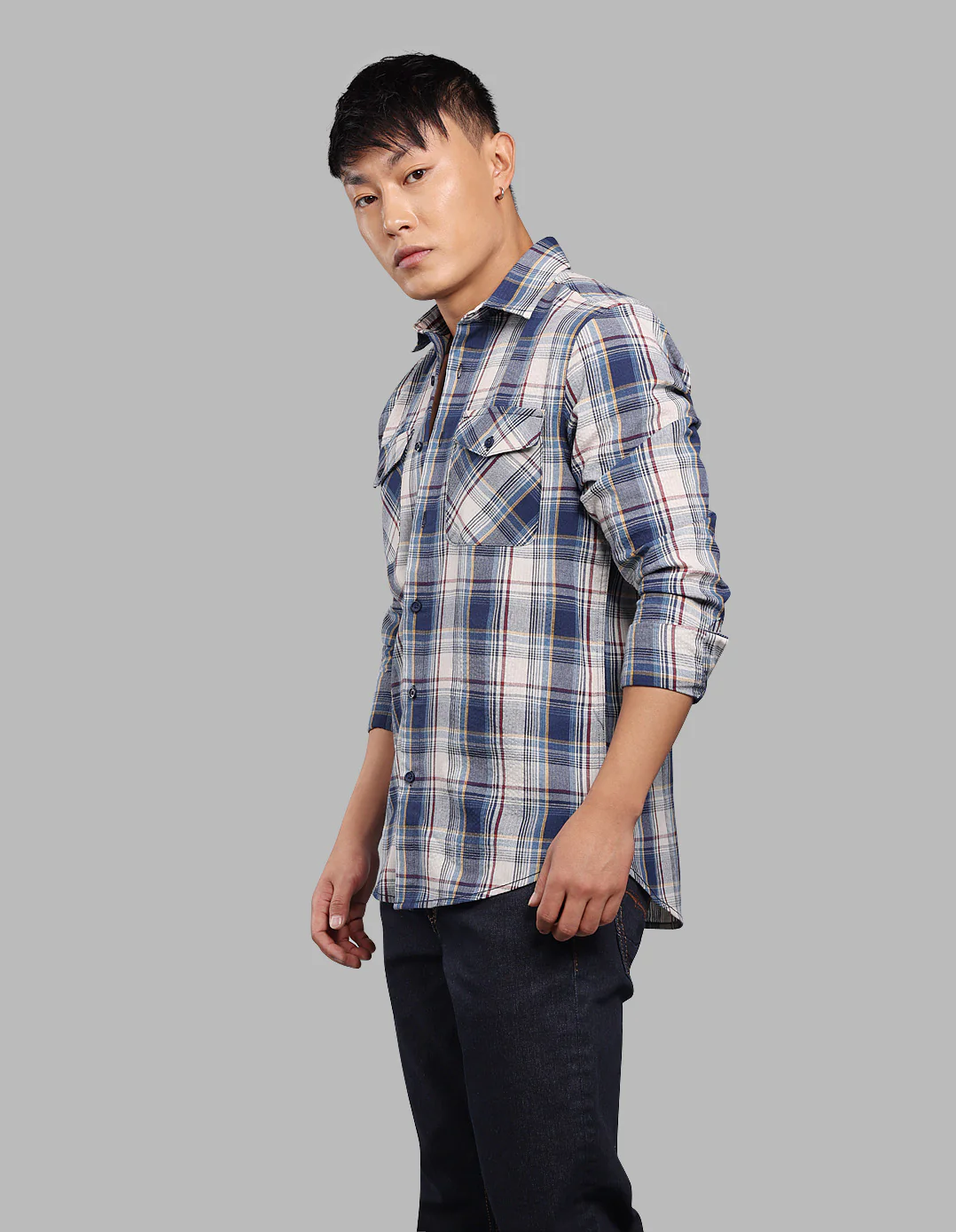 Blue Full Sleeve Check Shirt - Image 4