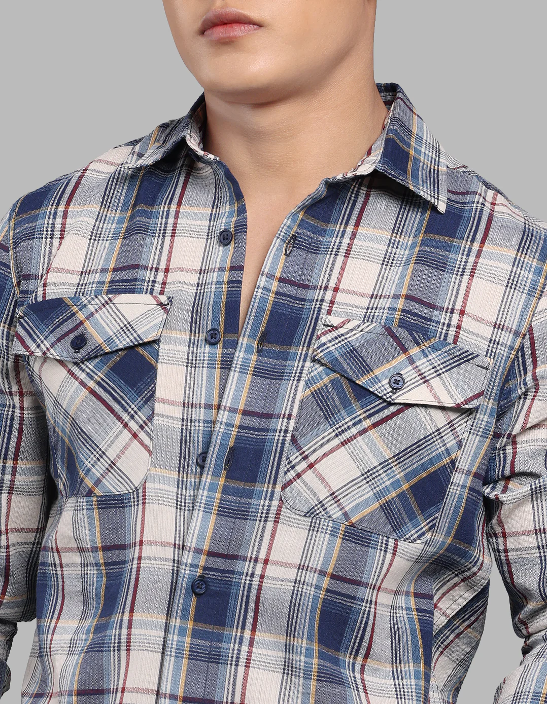 Blue Full Sleeve Check Shirt - Image 6