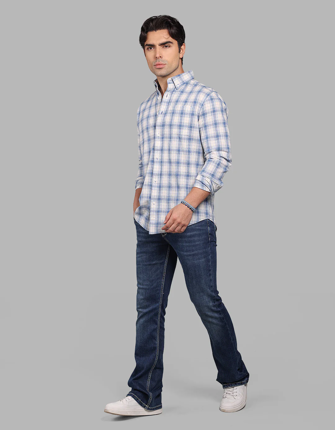 Blue Full Sleeve Check Shirt - Image 2