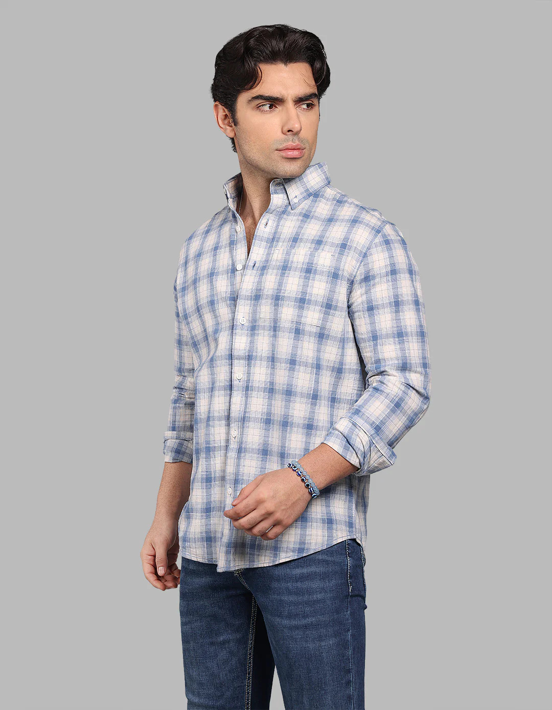 Blue Full Sleeve Check Shirt - Image 3