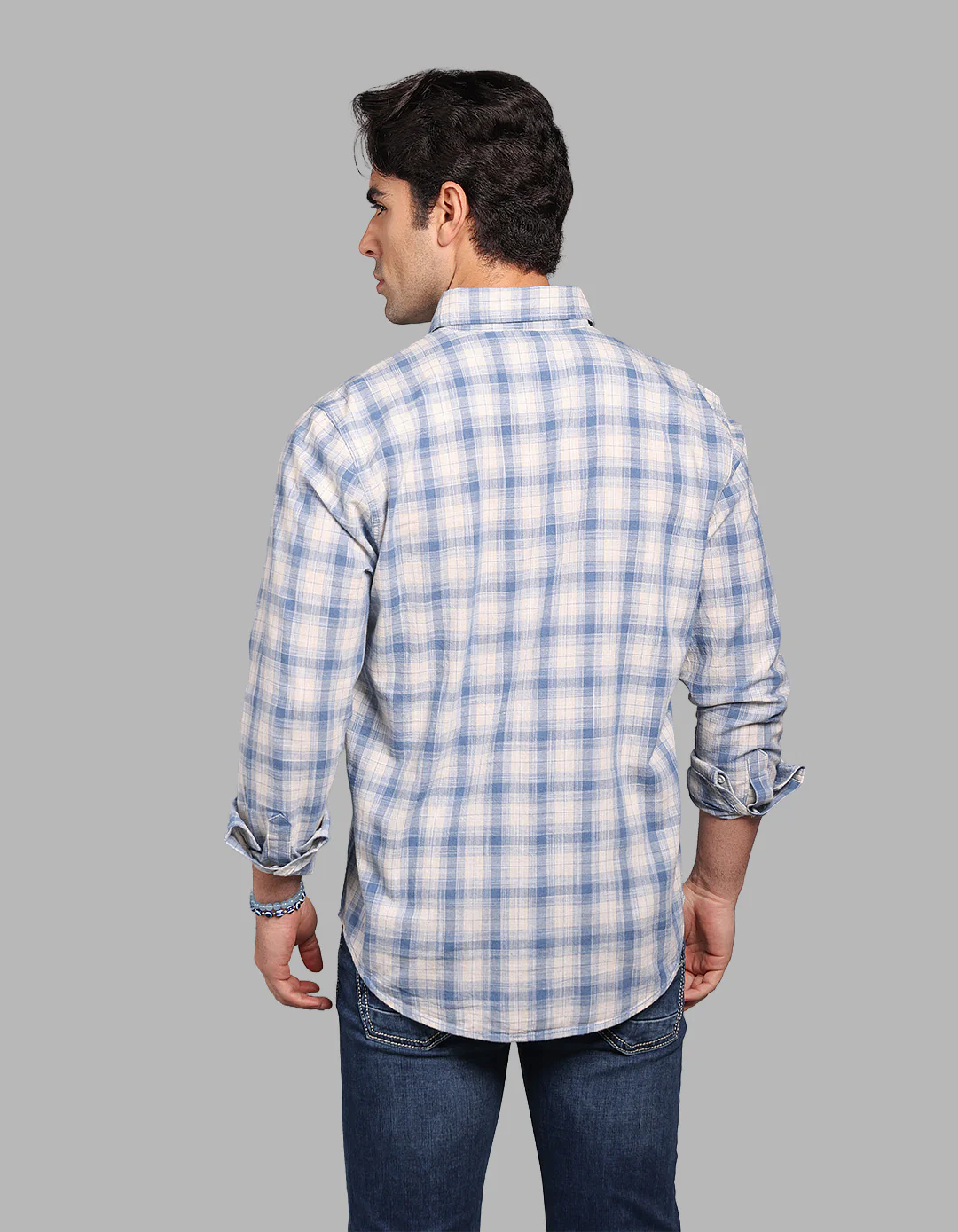 Blue Full Sleeve Check Shirt - Image 5