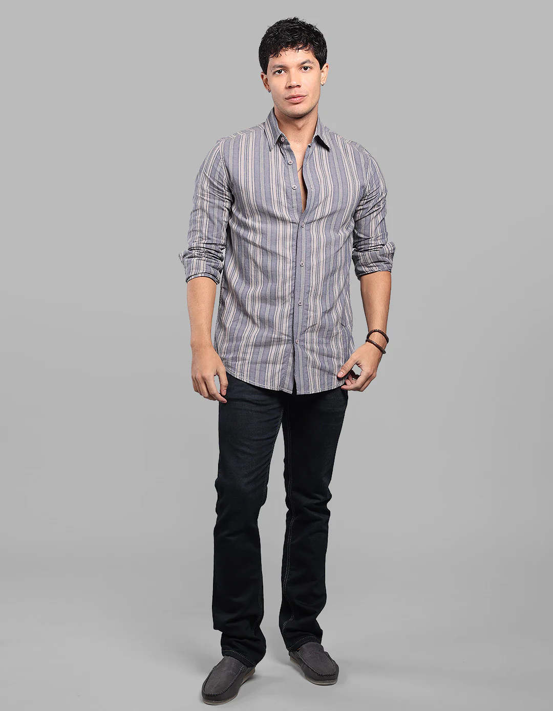 Blue Full Sleeve Linen Blend Stripe Shirt - Image 2
