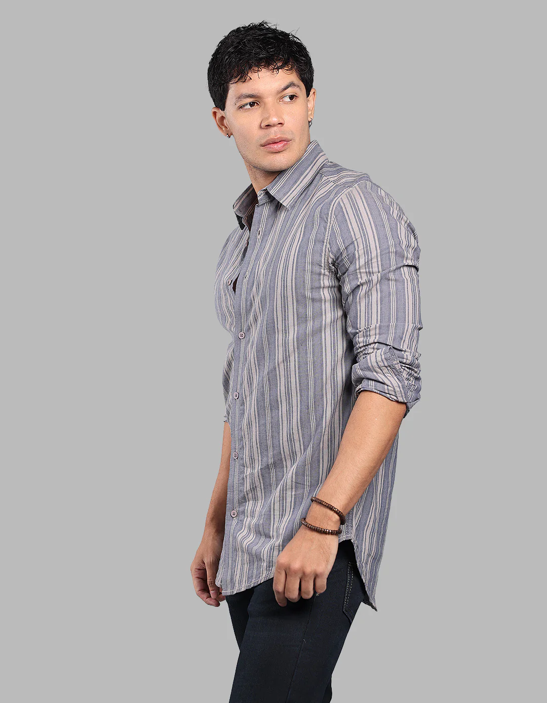 Blue Full Sleeve Linen Blend Stripe Shirt - Image 3