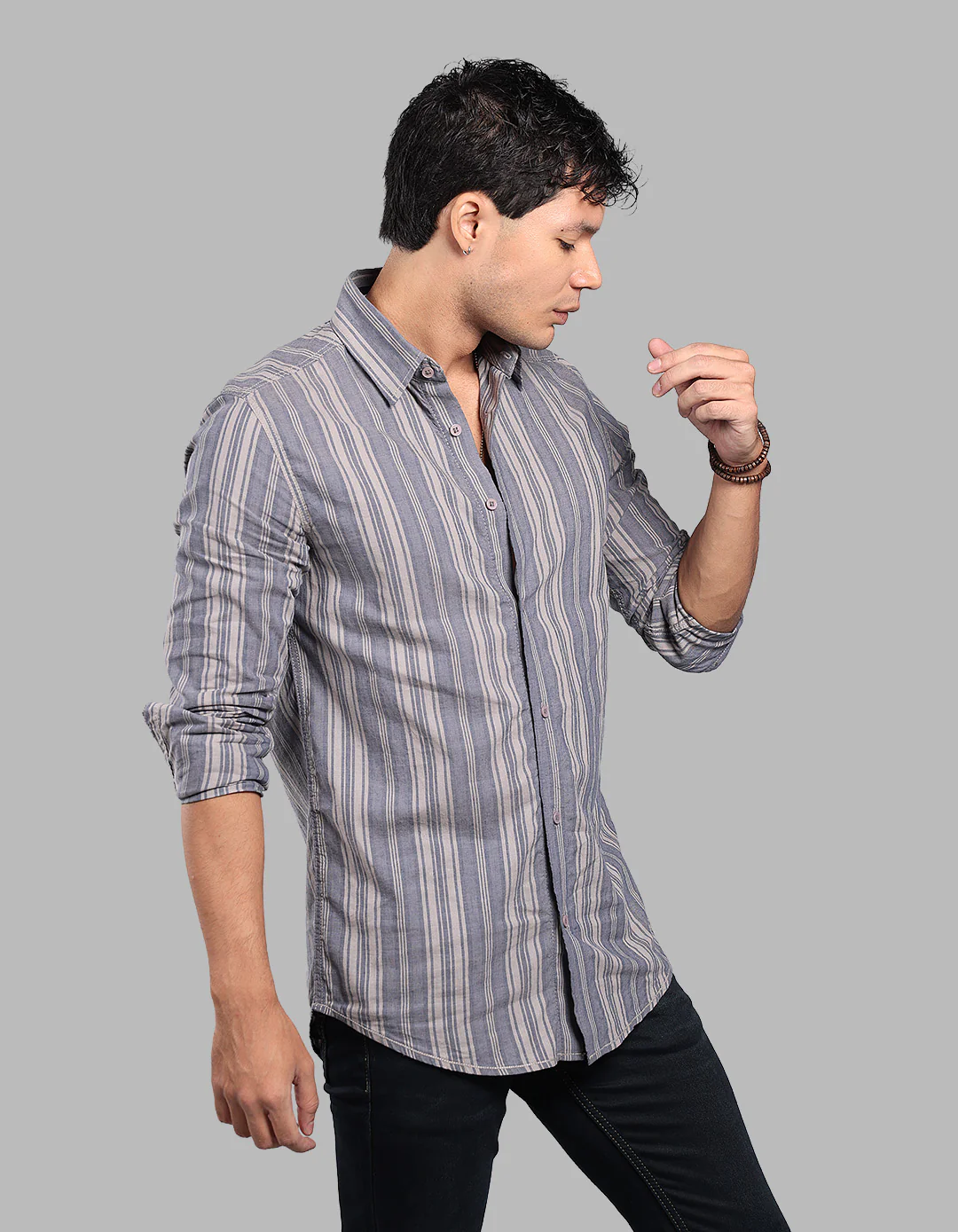 Blue Full Sleeve Linen Blend Stripe Shirt - Image 4