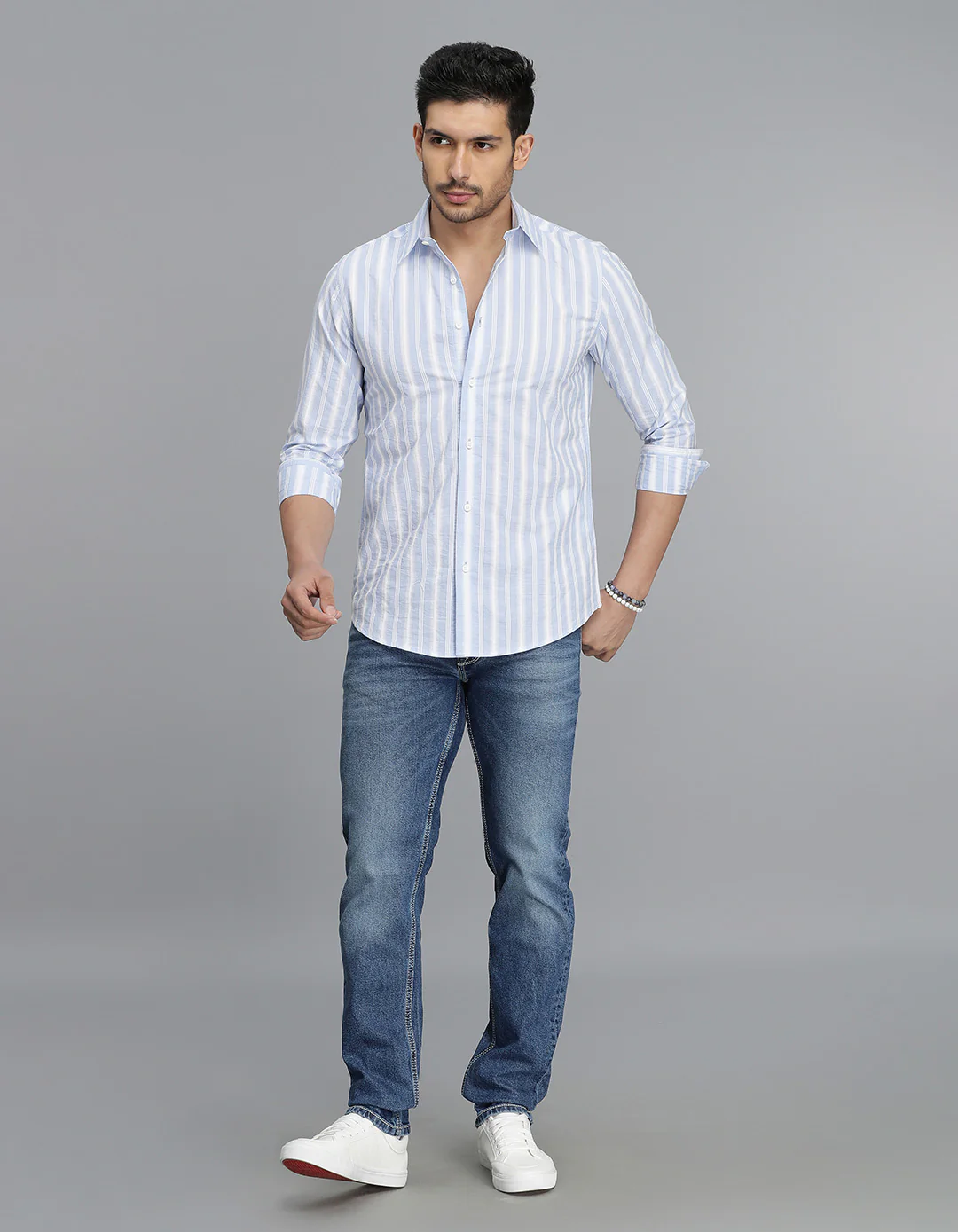 Blue Full Sleeves Stripe Shirt - Image 2