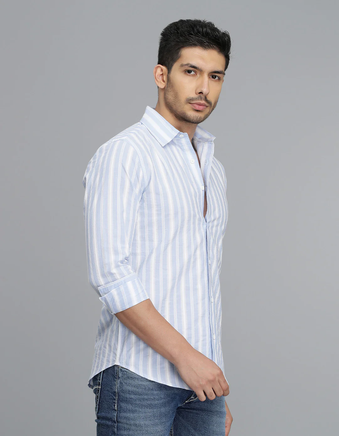 Blue Full Sleeves Stripe Shirt - Image 3