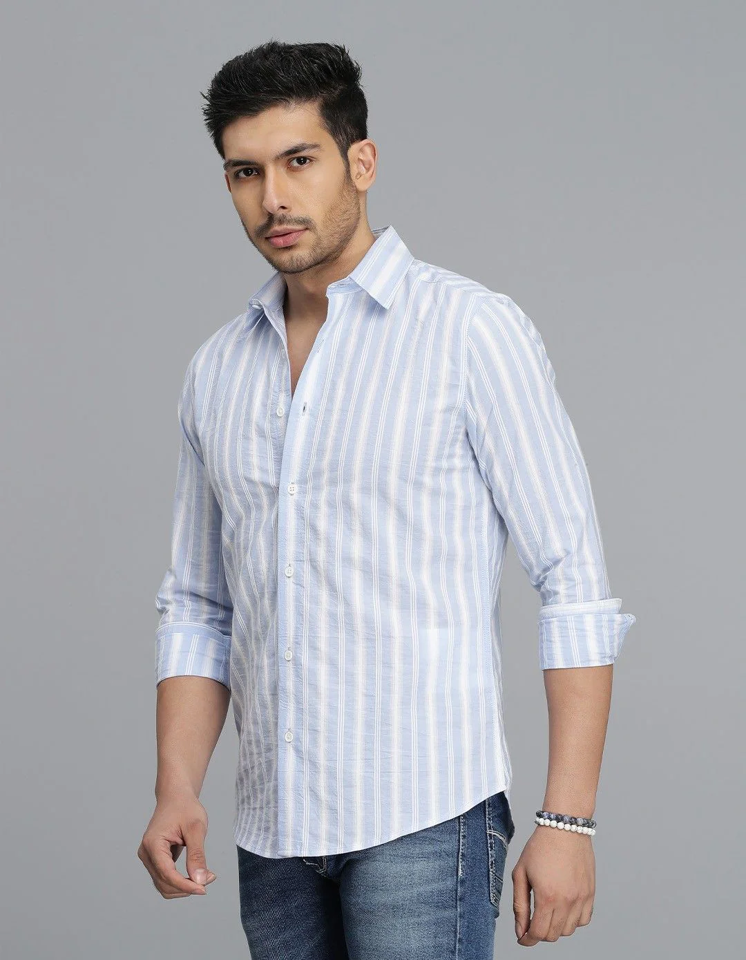Blue Full Sleeves Stripe Shirt - Image 4