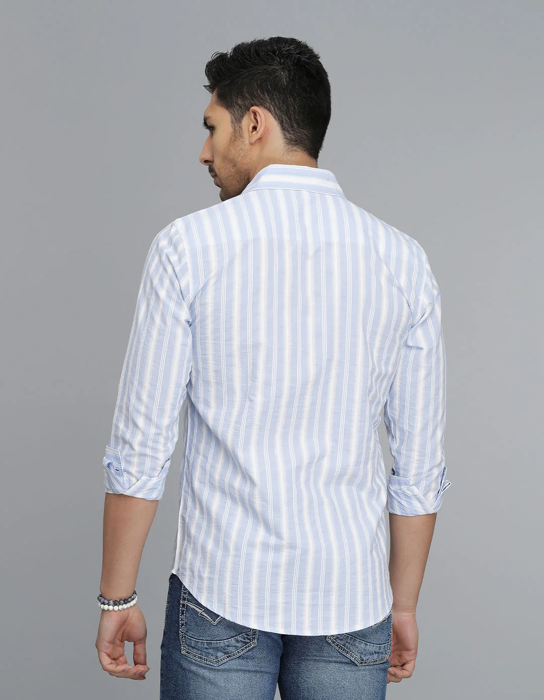 Blue Full Sleeves Stripe Shirt - Image 5