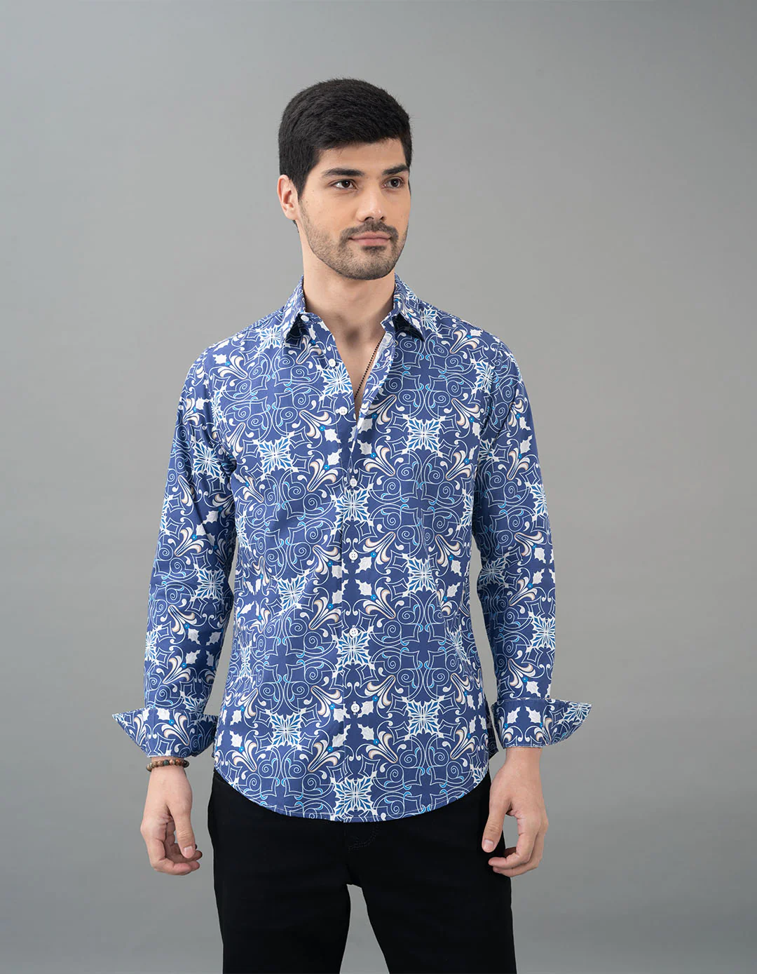 Blue Full Sleeves Printed Shirt