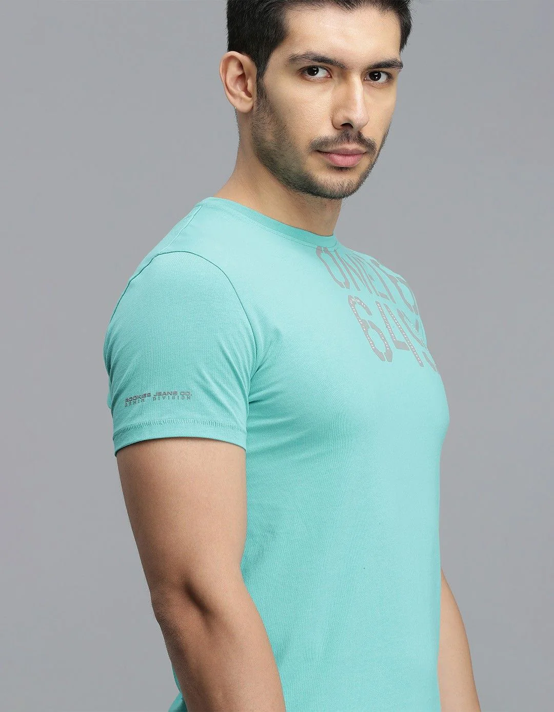 Blue Green Half Sleeves Round Neck Tee - Image 6