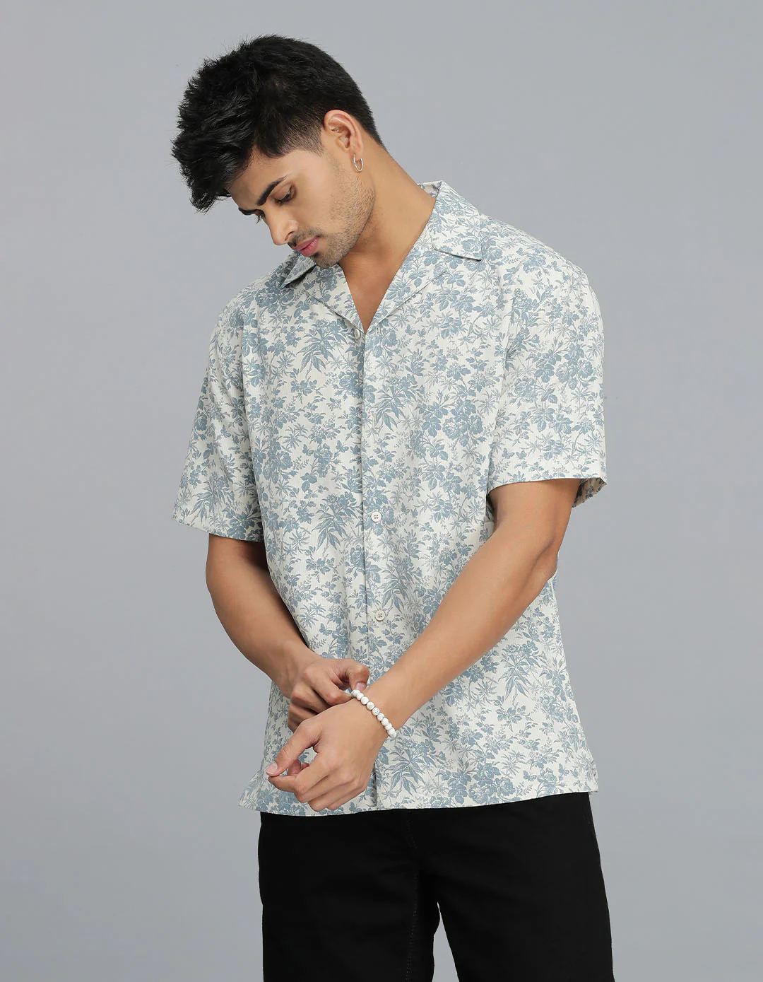 Blue Half Sleeves Printed Shirt - Image 3