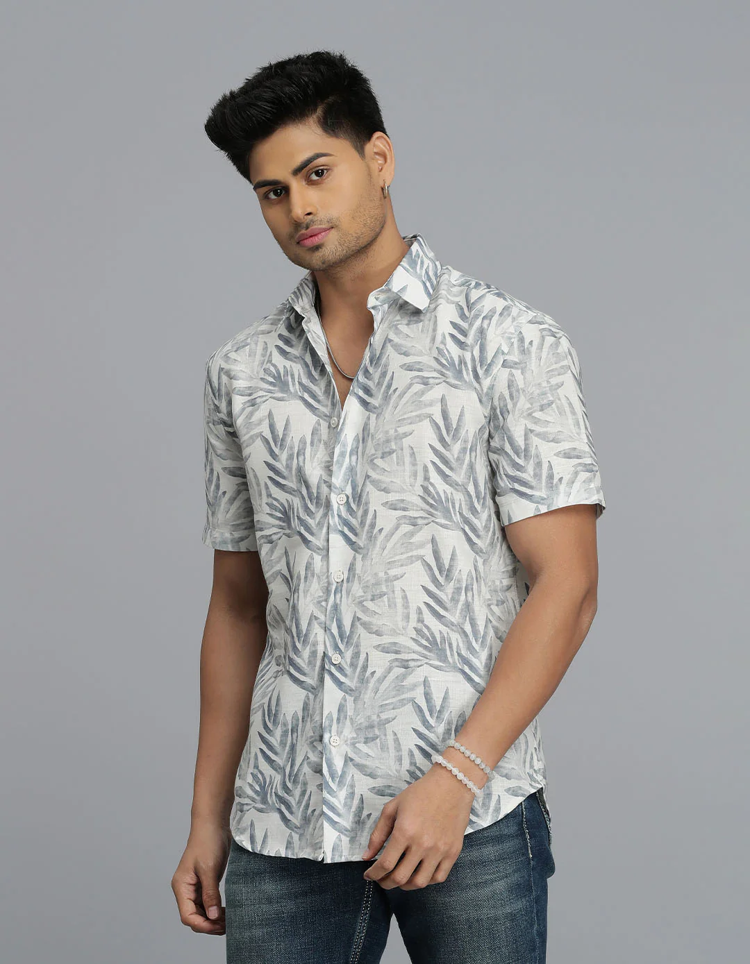 Blue Half Sleeves Printed Shirt - Image 3