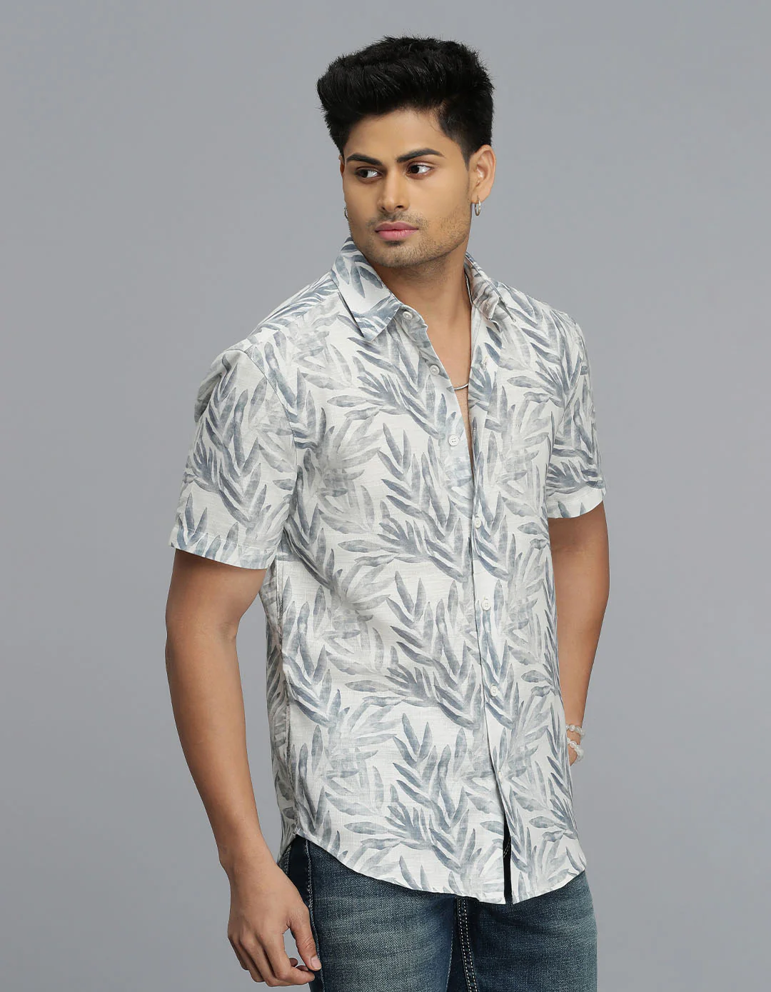 Blue Half Sleeves Printed Shirt - Image 4