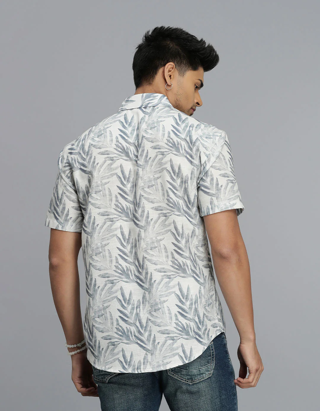 Blue Half Sleeves Printed Shirt - Image 5