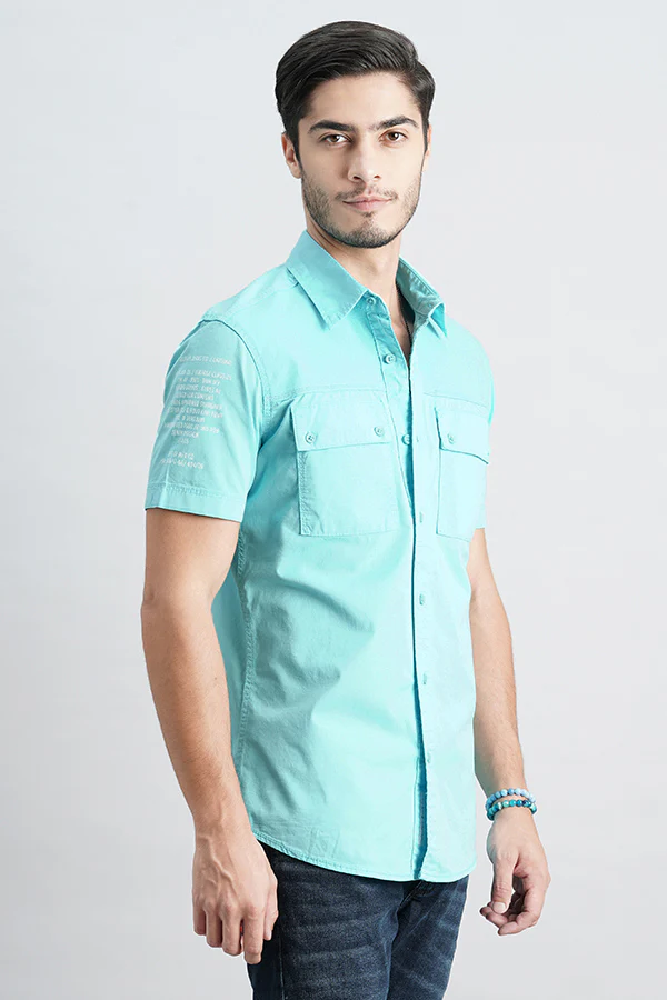 Blue Radiance Half Sleeve Solid Shirt - Image 3