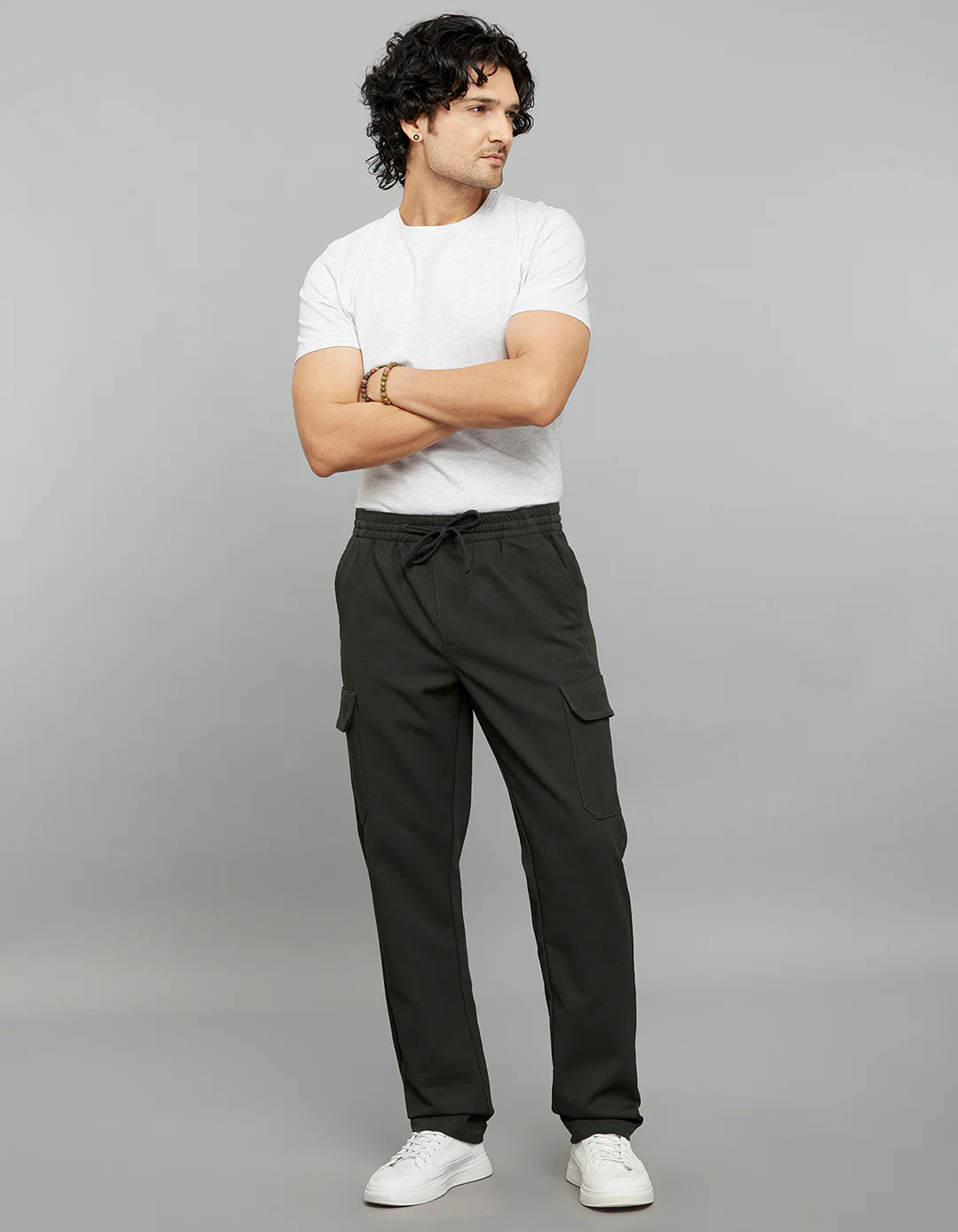 Bottle Green Comfort Straight Fit Athliesure Cargo Pants - Image 3