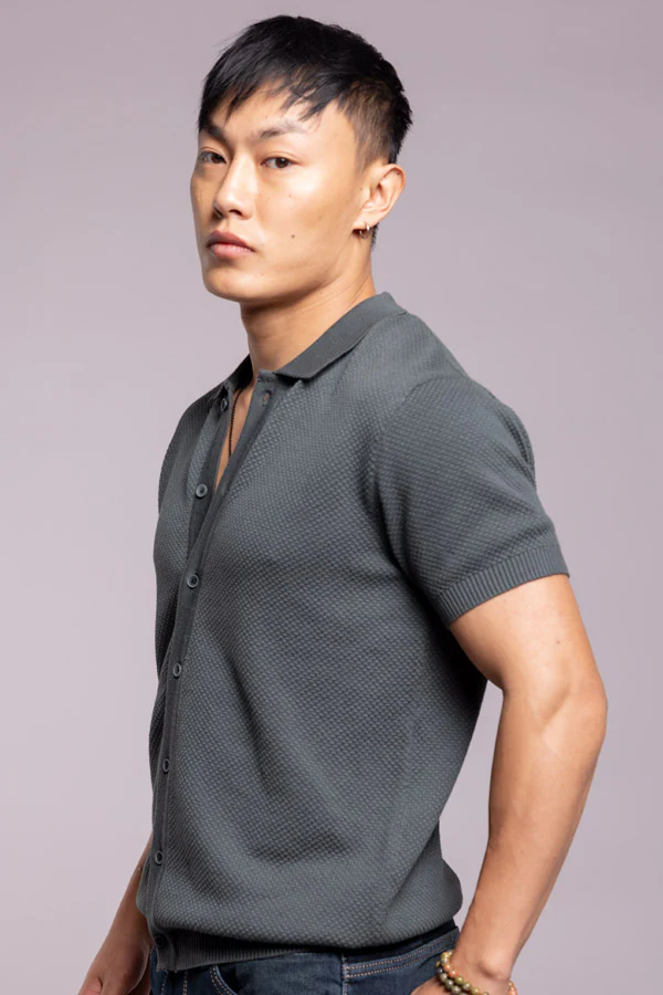 Bottle Green Flatknit Shirt - Image 3