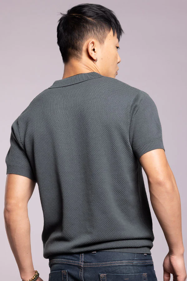 Bottle Green Flatknit Shirt - Image 5