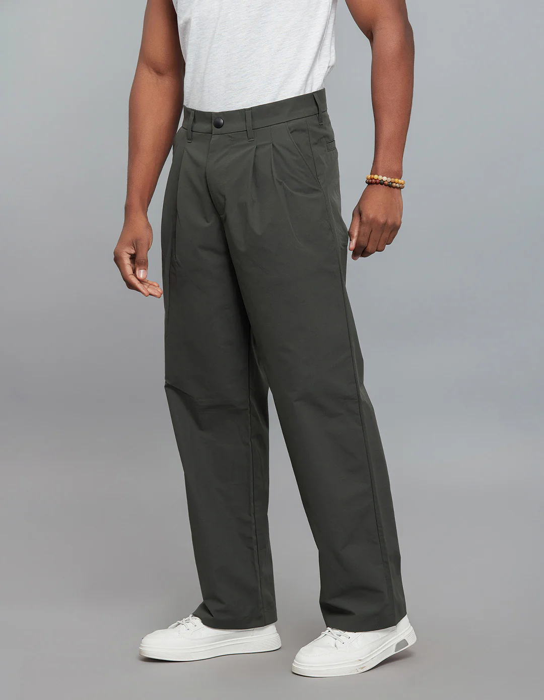 Bottle Green Pleated Korean Pants - Image 3