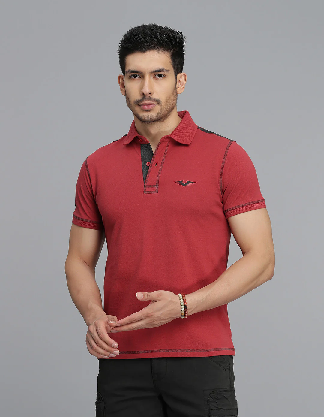 Brick Red Half Sleeves Pique Polo Tee